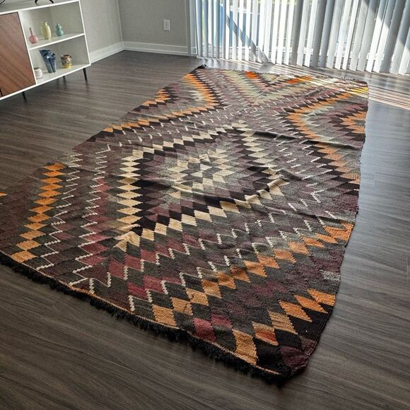 Multicolor Kilim Turkish Wool Area Rug 10 x 6 - Picture 8 of 13